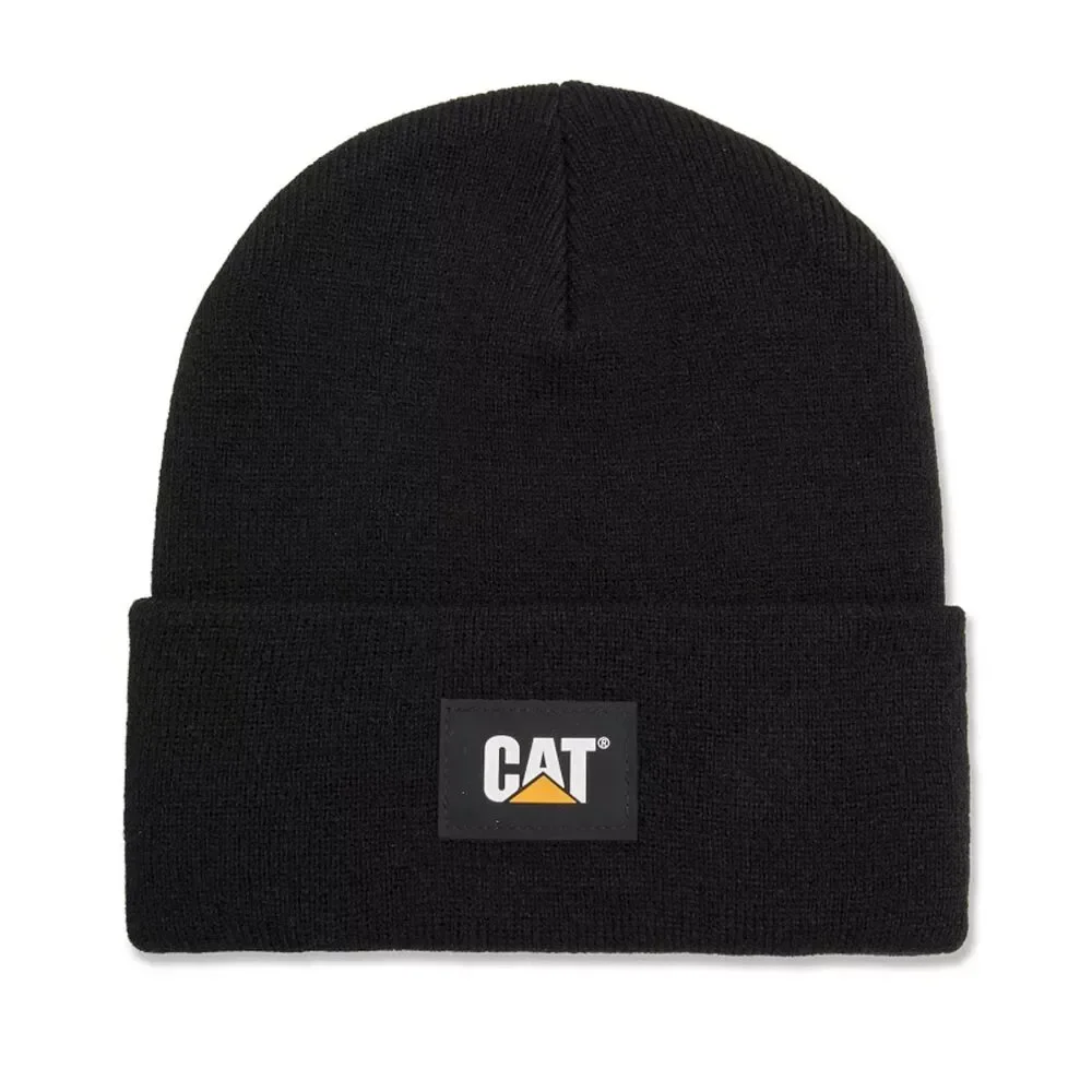 Caterpillar Cat Label Cuff Beanie Hat One Size Black